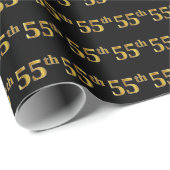 Black, Faux Gold 55th (55th) Event Cadeaupapier (Rol Hoek)