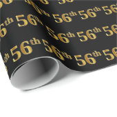 Black, Faux Gold 56th (56th) Event Cadeaupapier (Rol Hoek)