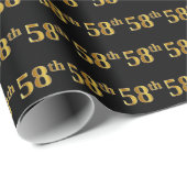 Black, Faux Gold 58th (58ste) event Cadeaupapier (Rol Hoek)
