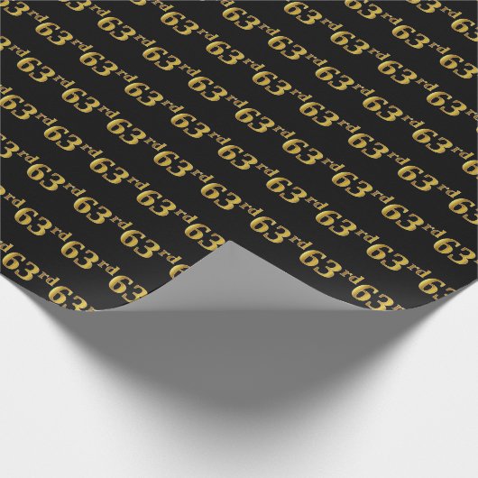 Black, Faux Gold 63e (63e) gebeurtenis Cadeaupapier (Hoek)