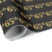 Black, Faux Gold 65th (65th) Event Cadeaupapier (Rol Hoek)