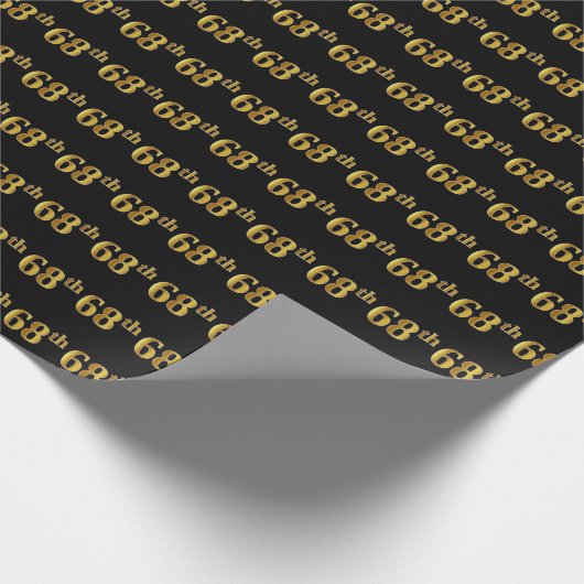 Black, Faux Gold 68th (68ste) event Cadeaupapier (Hoek)
