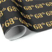Black, Faux Gold 68th (68ste) event Cadeaupapier (Rol Hoek)