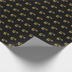 Black, Faux Gold 6th (zesde) event Cadeaupapier