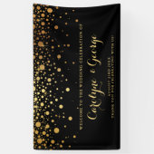 Black | Faux Gold Confetti Wedding Welcome Banner (Verticaal)