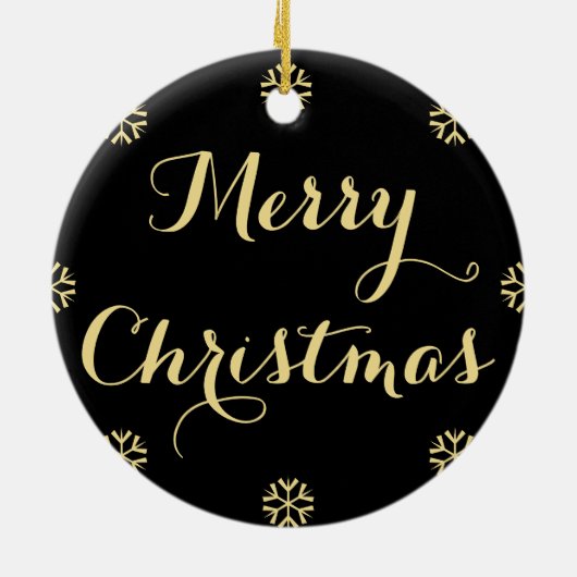 Black Faux Gold Custom Monogram Name Kerstmis Keramisch Ornament (Achterkant)