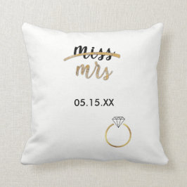 Black & Faux Gold Folie Miss Mrs Naam Datum Kussen
