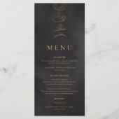 Black & Faux Gold Tarot Hemelse Huwelijk Menu (Voorkant)