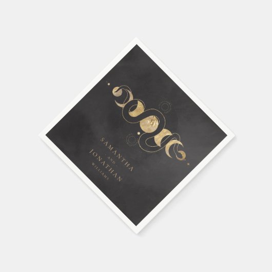 Black & Faux Gold Tarot Hemelse Huwelijk Servet (Hoek)