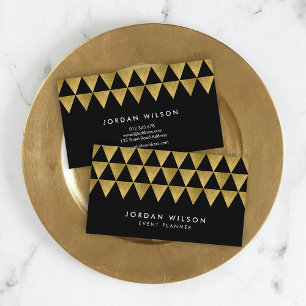 Black Faux Gold Triangle Pattern Moderne Geometric Visitekaartje