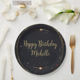 Black & Faux Gouden Verjaardag Papieren Bordje