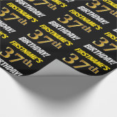 Black, Faux/Imitation Gold, 37th BIRTHDAY Cadeaupapier (Hoek)