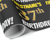 Black, Faux/Imitation Gold, 37th BIRTHDAY Cadeaupapier (Rol Hoek)