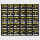 Black, Faux/Imitation Gold, "42nd BIRTHDAY" Cadeaupapier (Vlak)