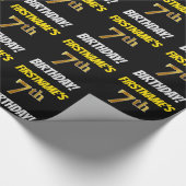 Black, Faux/Imitation Gold, "7th BIRTHDAY" Cadeaupapier (Hoek)