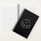 Black Faux Leather Company Name Logo QR Code Notitieboek (Binnen)