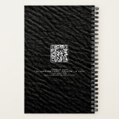 Black Faux Leather Company Name Logo QR Code Notitieboek (Achterkant)