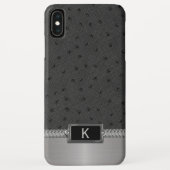 Black Faux Leather Monogrammed iPhone XS Max Coque (Dos)