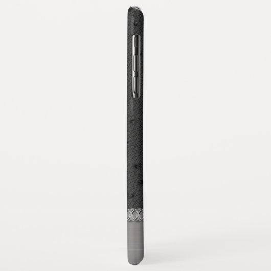 Black Faux Leather Monogrammed iPhone XS Max Coque (Dos/Gauche)