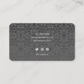 Black Faux Silver Ornamental Pattern Script Visitekaartje (Achterkant)
