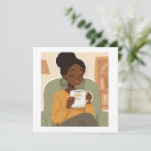Black Female Drinking Coffee Bedankkaart (Staand voorkant)