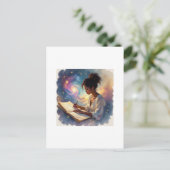 Black Female Writing in a Journal Briefkaart (Staand voorkant)