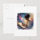 Black Female Writing in a Journal Briefkaart (Voorkant / Achterkant)