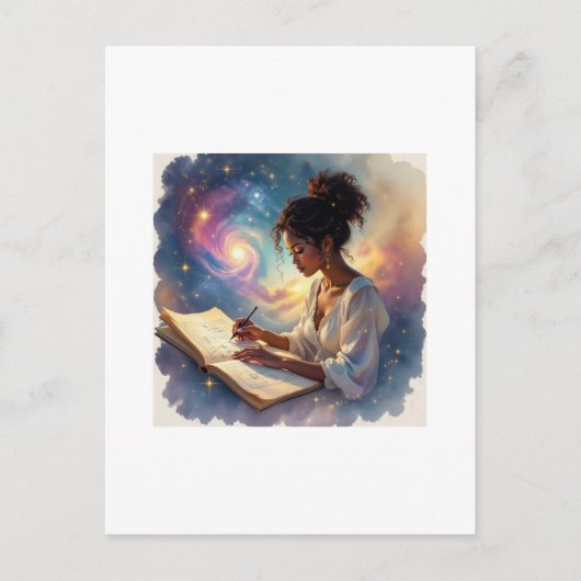 Black Female Writing in a Journal Briefkaart (Voorkant)