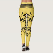 Black Fern Pattern Aspen Gold Futuristic Athletic Leggings (Achterkant)