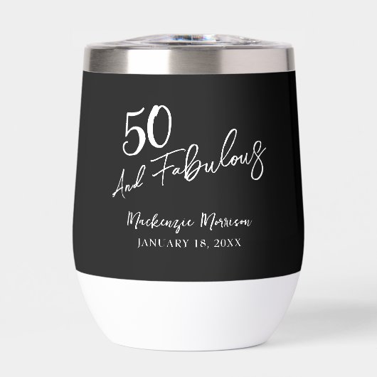 Black Fifty and Fabulous Script Birthday Party (Avant)