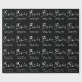 Black Fifty and Fabulous Script Birthday Party Cadeaupapier (Vlak)