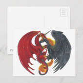 Black Fire Unicorn en Red Dragon Briefkaart (Voorkant / Achterkant)