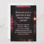 Black Fireworks 4 juillet Invitation de la fête (Dos)