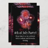 Black Fireworks 4 juillet Invitation de la fête (Devant / Derrière)