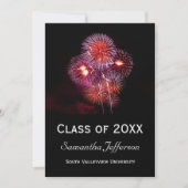 Black Fireworks Graduation Party Invitations (Devant)