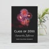 Black Fireworks Graduation Party Invitations (Debout devant)