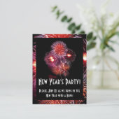 Black Fireworks New Years Party Petite invitation (Debout devant)