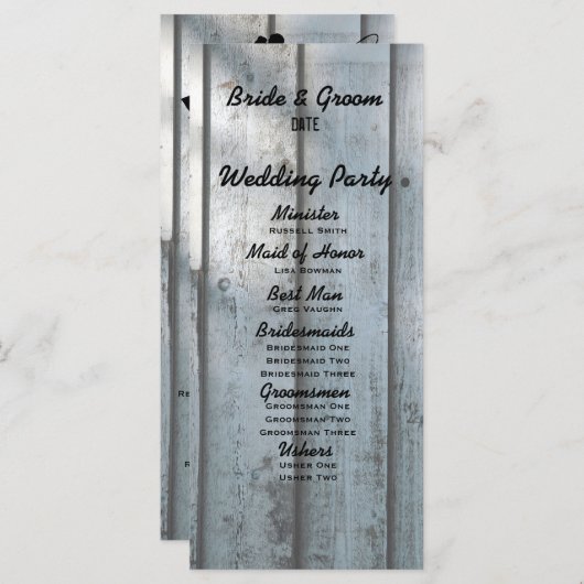 Black Fishing Lovers Wood Wedding Programme (Devant / Derrière)