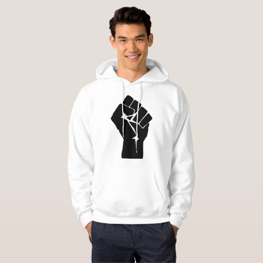 Black Fist Raised — Resistance Protest Hoodie (Voorkant volledig)