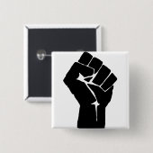 Black Fist Raised — Resistance Protest Vierkante Button 5,1 Cm (Voorkant /achterkant)