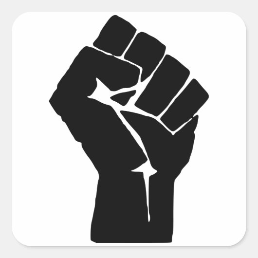 Black Fist Raised — Resistance Protest Vierkante Sticker (Voorkant)