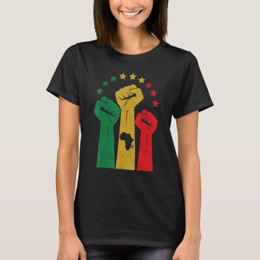Black Fist Shirt African American Pride Black Hist (Voorkant)