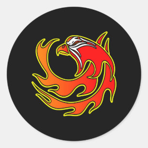 Black Flame Tribal Eagle Head Ronde Sticker