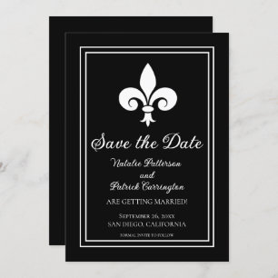 Black Fleur de Lis Enregistrer la date Invitation