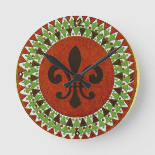 Black Fleur de Lis Ronde Klok