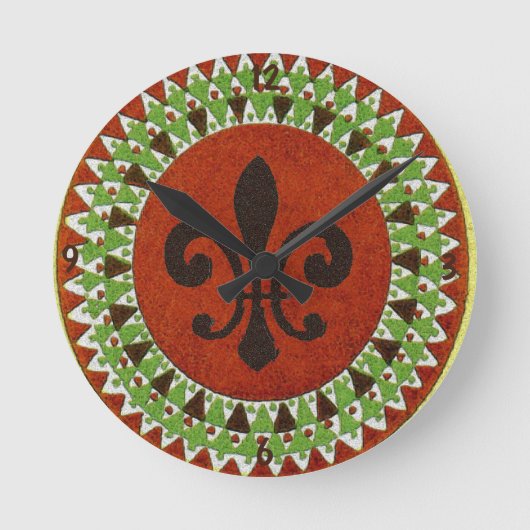 Black Fleur de Lis Ronde Klok (Voorkant)