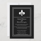 Black Fleur de Lis Wedding Invitation Kaart (Voorkant)