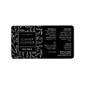 Black Floral 1 OZ Étiquette de la bouteille de la  (Devant)