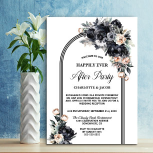 Black Floral Arch Wedding After Party Kaart