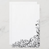 Black Floral Briefpapier (Voorkant / Achterkant)